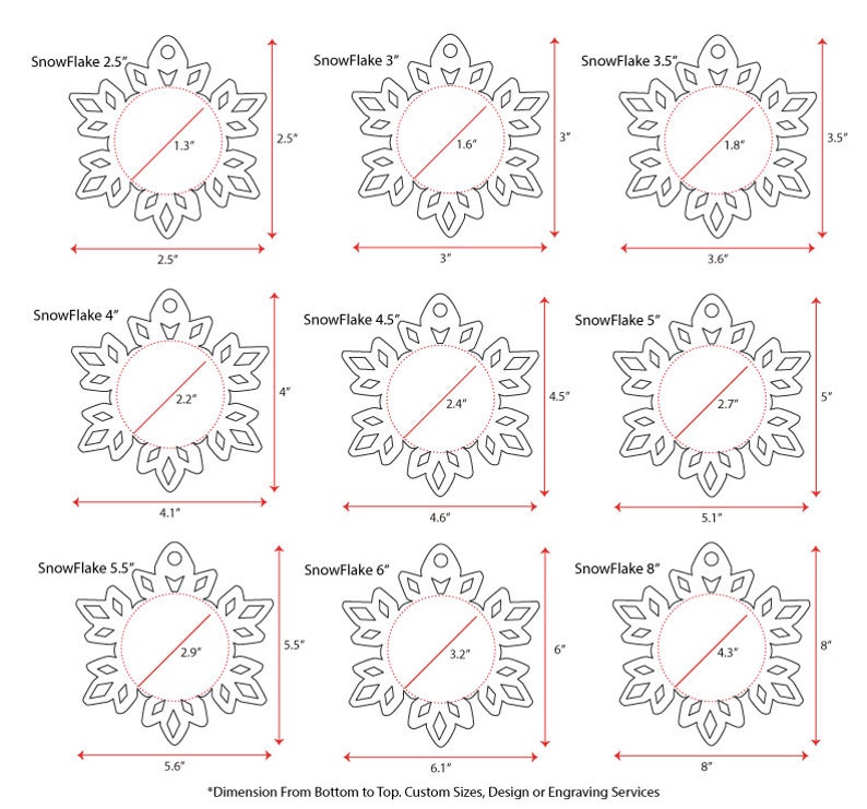 25 Units Wood Christmas Ornaments Blank SNOWFLAKE 3/16 Thick select Size see description Engraving available on request. image 3