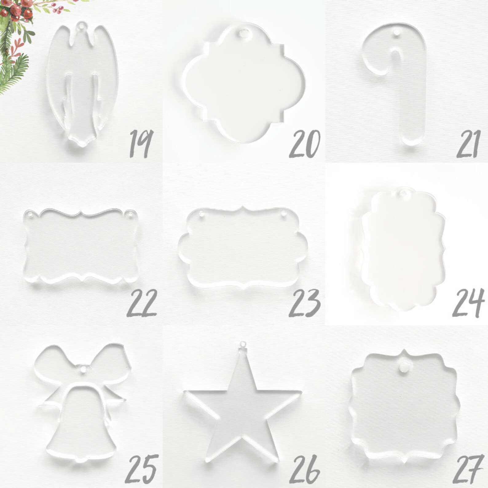 25 Acrylic Christmas Ornaments Blank SAMPLES 1/8 Thick - Etsy
