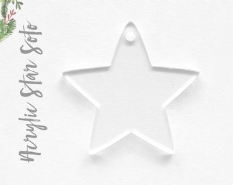 25 Acrylic Star Christmas Ornaments (SELECT SIZE & COLOR ) 1/8 Thick - laser cut With Polished Edges Plexiglass