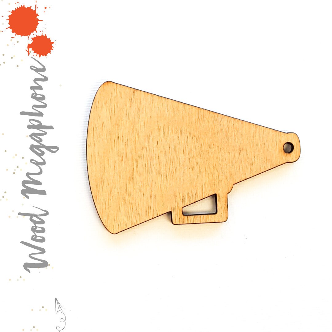 25 Wood Keychains MEGAPHONE 2.5 or 3 Dim 3/16 Thick Shape Blank Craft