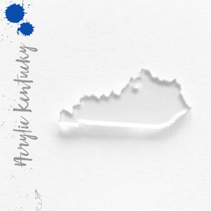 25 Acrylic Keychains Blanks STATE KENTUCKY 3&quot; or 2.5&quot; Dim.  1/8&quot; Thick laser cut With Polished Edges (Optional colors & Key Ring)