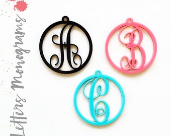 26 Acrylic Monograms Keychains  2.5" or 3" Diam LETTERS ROUND A TO Z shape Blank Craft  Plastic-  laser cut With Polished Edges- Plexiglass
