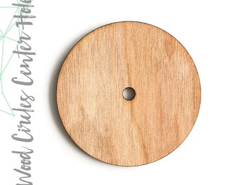 25 WOOD CIRCLES With 1/4" Center Hole  - ( Select size )  3/16" Thick - Laser cut with black edges