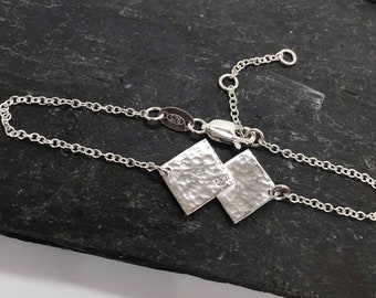 Bracelet carrés superposés en argent sterling, réversible, avec détails en cristal Swarovski et laiton