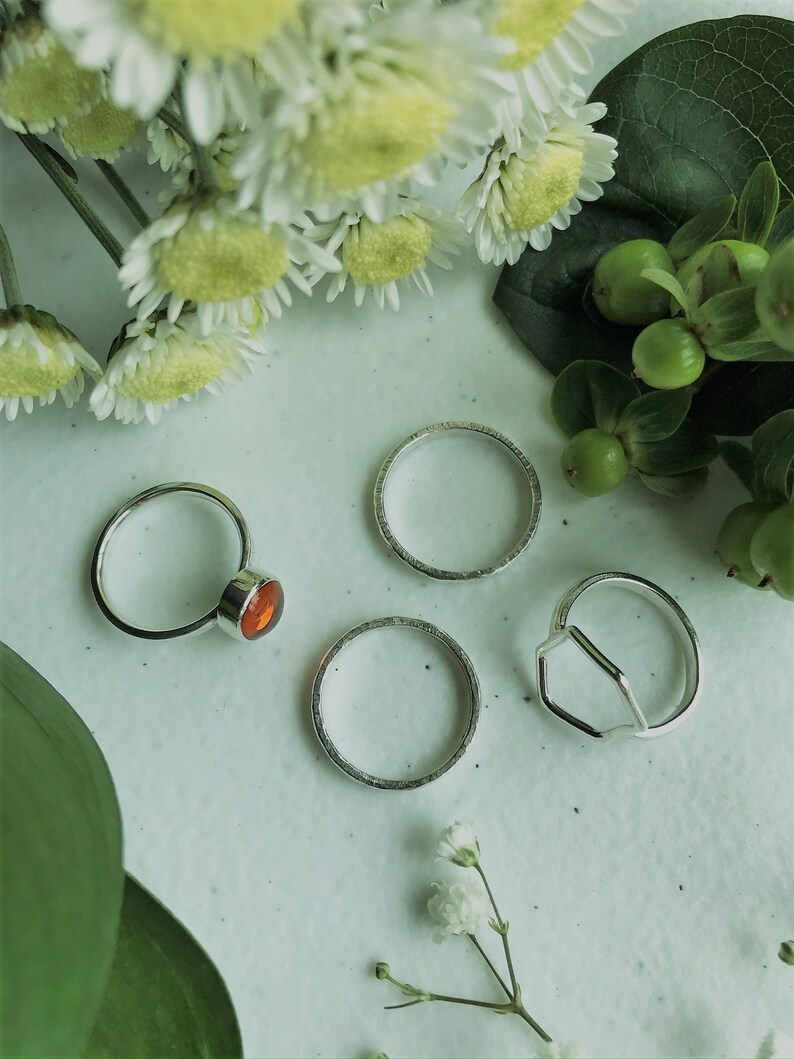 Sterling Silver Beaded Stacking Ring Etsy