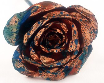 Copper Patina Rose (Ice Rose) Hand Made Blue Rose