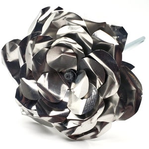 Aluminum / Hand Forged Metal Rose / Tenth / 10th Anniversary / Handmade Flower / Straight Stem Rose