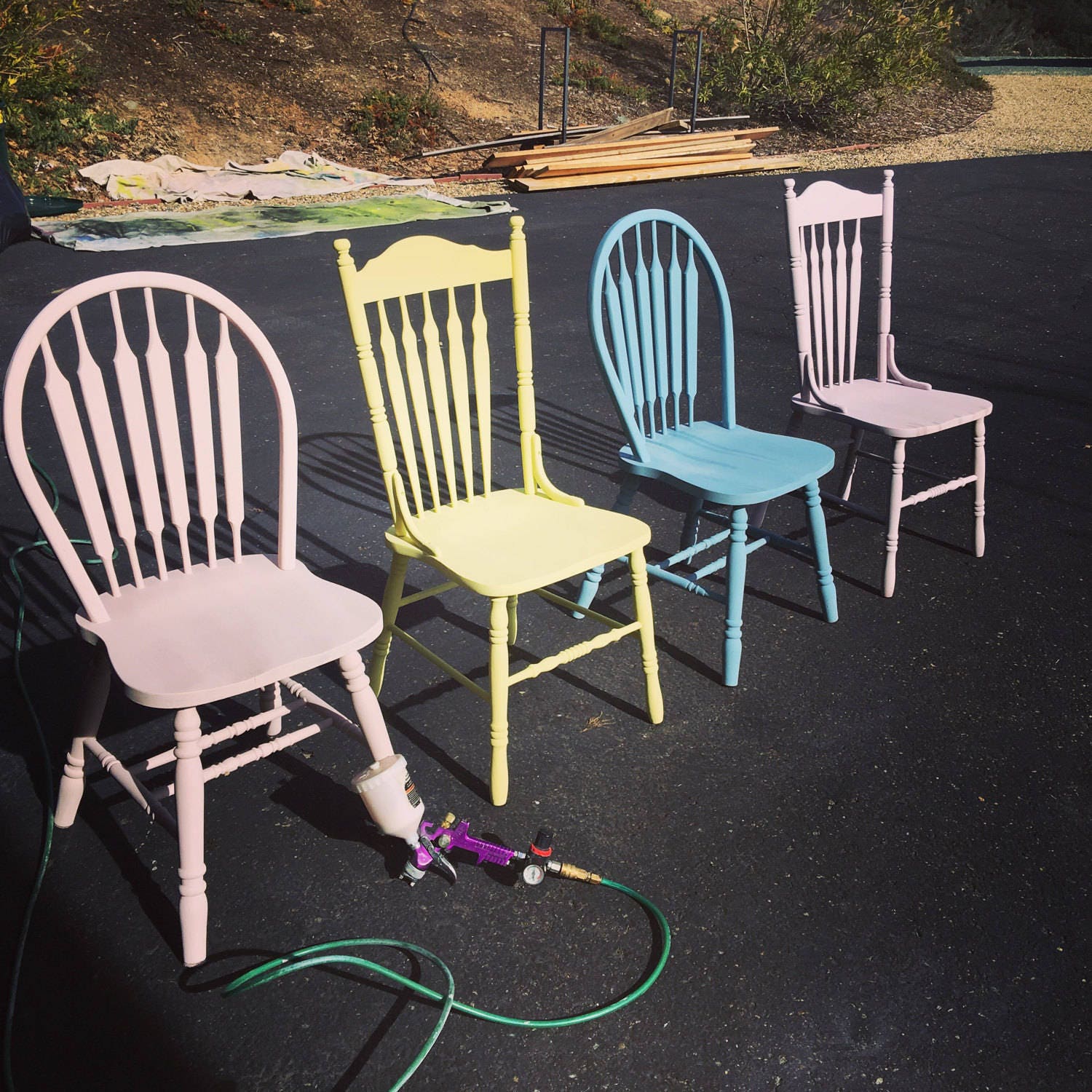 Farmhouse Chairs Set of Four Vintage Farm Chairs Painted With Etsy