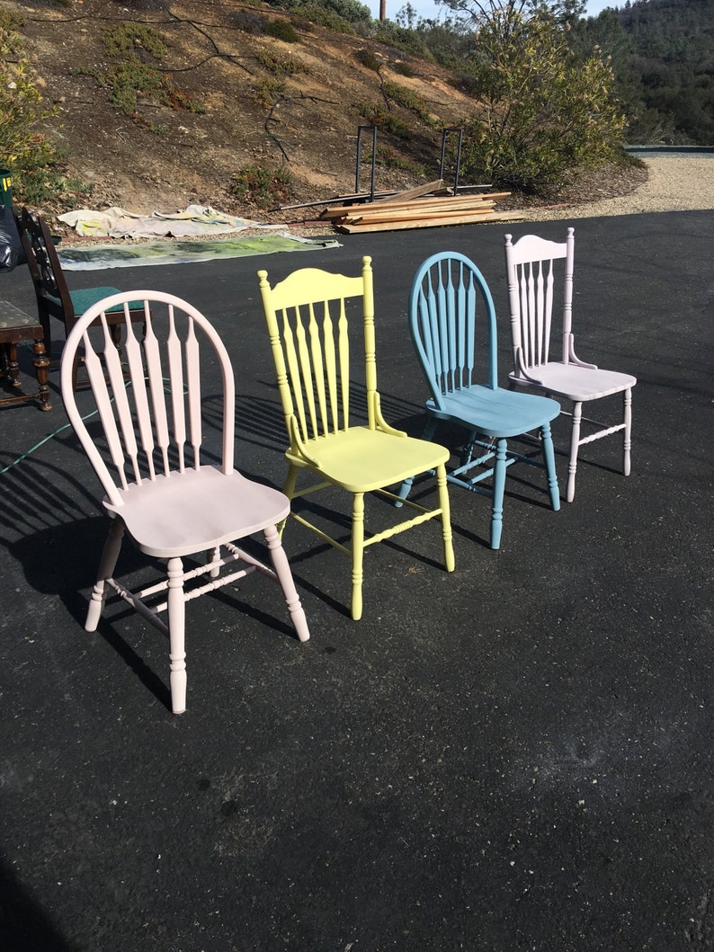 Farmhouse Chairs Set of Four Vintage Farm Chairs Painted You Etsy
