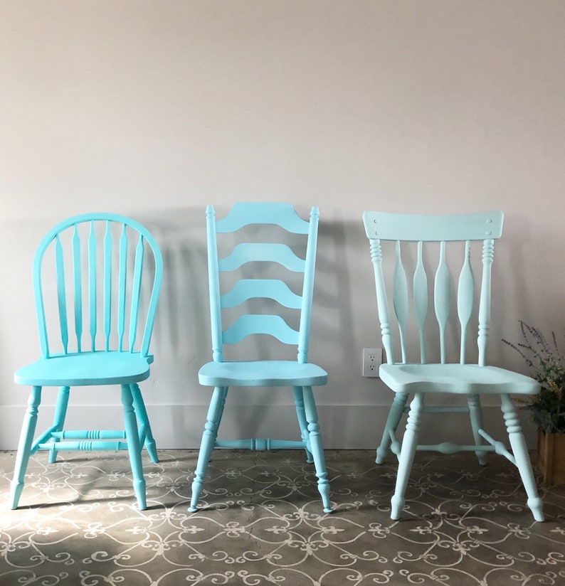 Farmhouse Chairs Set of Four Vintage Farm Chairs Painted You Etsy