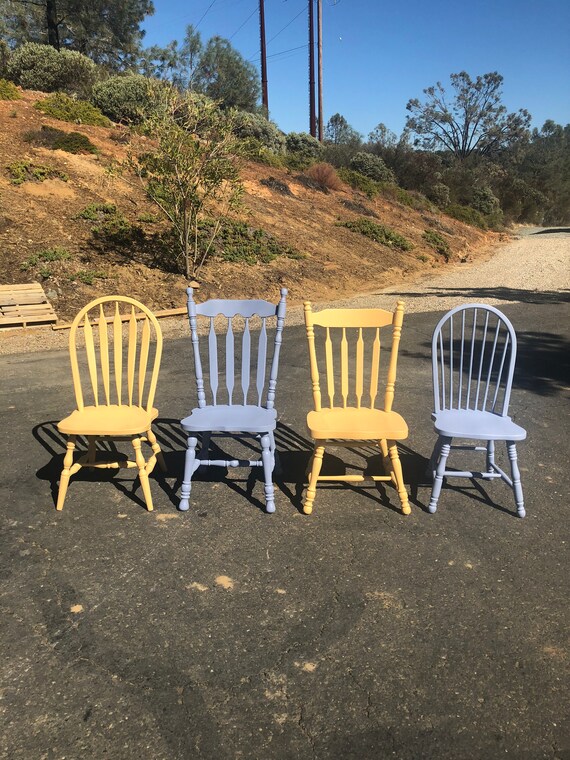 Farmhouse Chairs Set Of Four Vintage Farm Chairs Painted Ascp Etsy