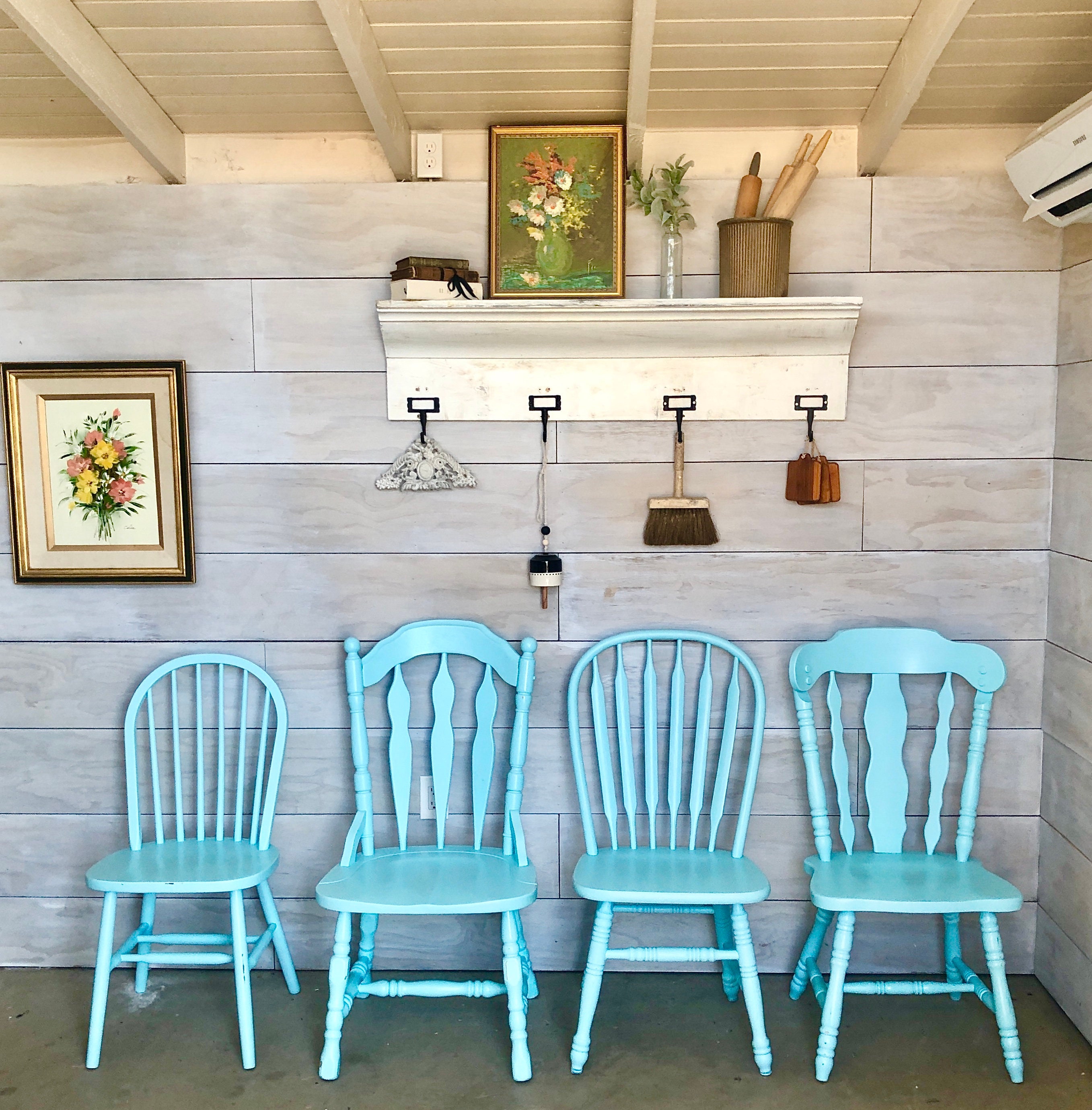 Farmhouse Chairs Set of Four Vintage Farm Chairs Painted With Etsy