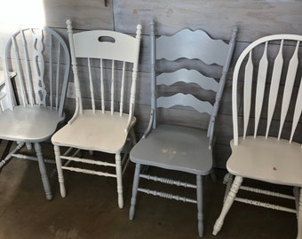 Farmhouse Chairs  set of four (4) vintage farm chairs You choose the style and finish rustic provincial dining chairs