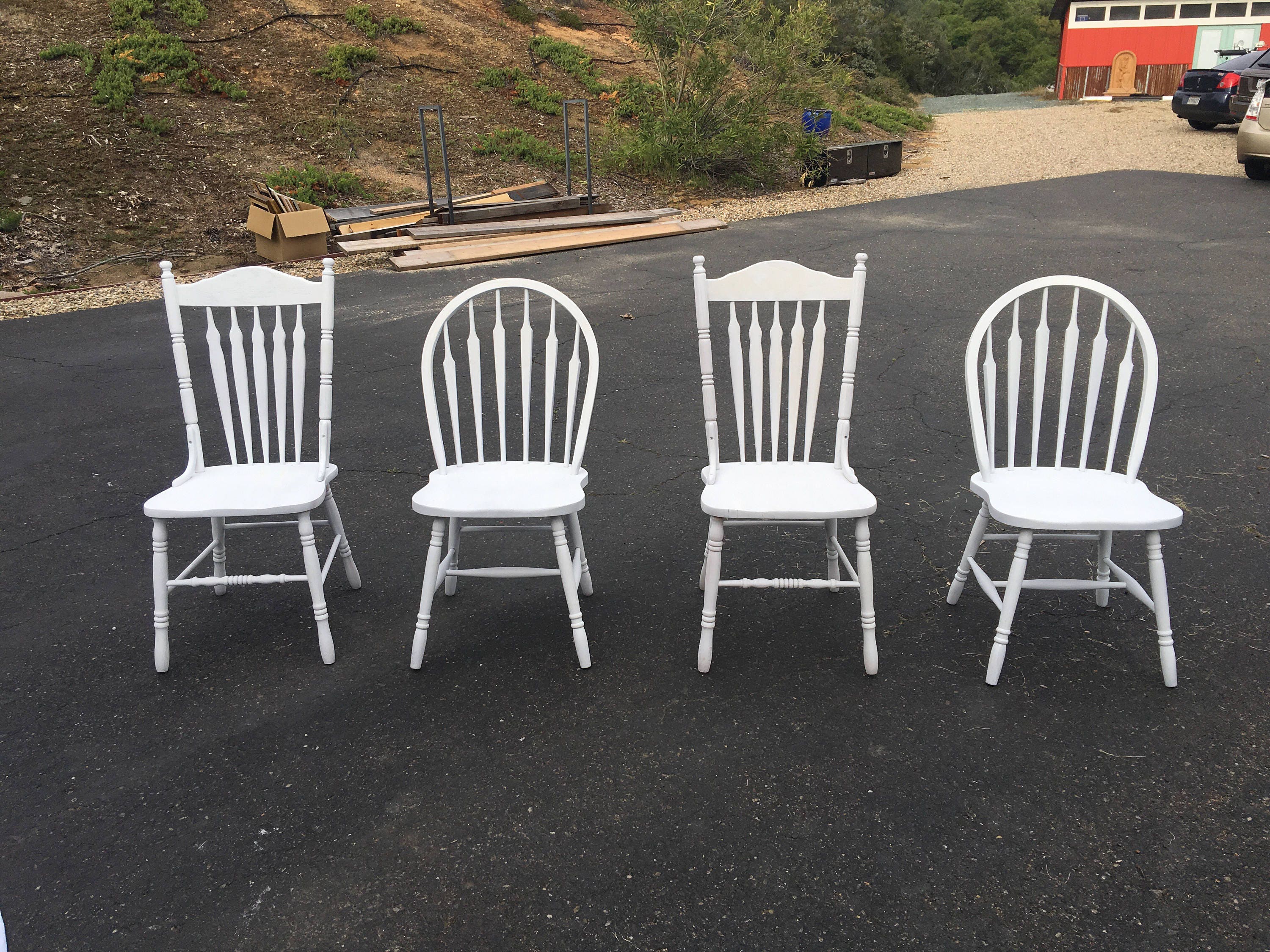 Farmhouse Chairs Set of Four Vintage Farm Chairs Painted With Etsy