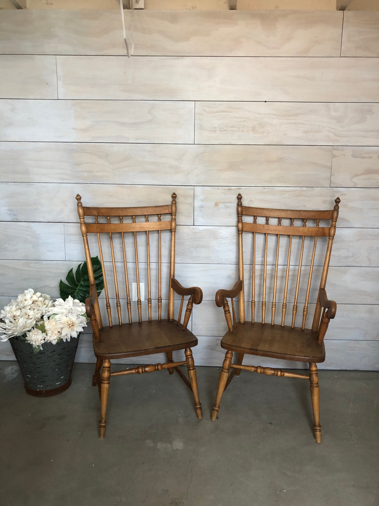 FARMHOUSE style arm chairs beautiful finish Vintage Farmhouse Etsy