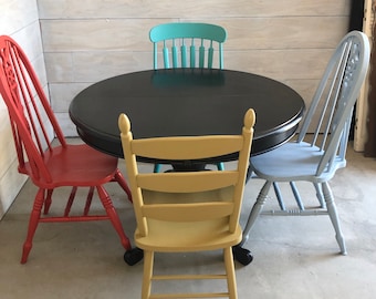 Farmhouse Chairs Painted set of four (4) vintage farm chairs You choose the style and finish rustic provincial dining chairs