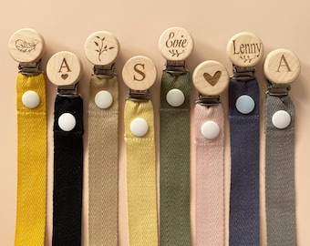 Personalised Dummy Clip, Pink, Grey, Blue Dummy Clip - Dummy chain personalised - Dummy Chain - Cotton dummy clip -BIBS - pacifier clip