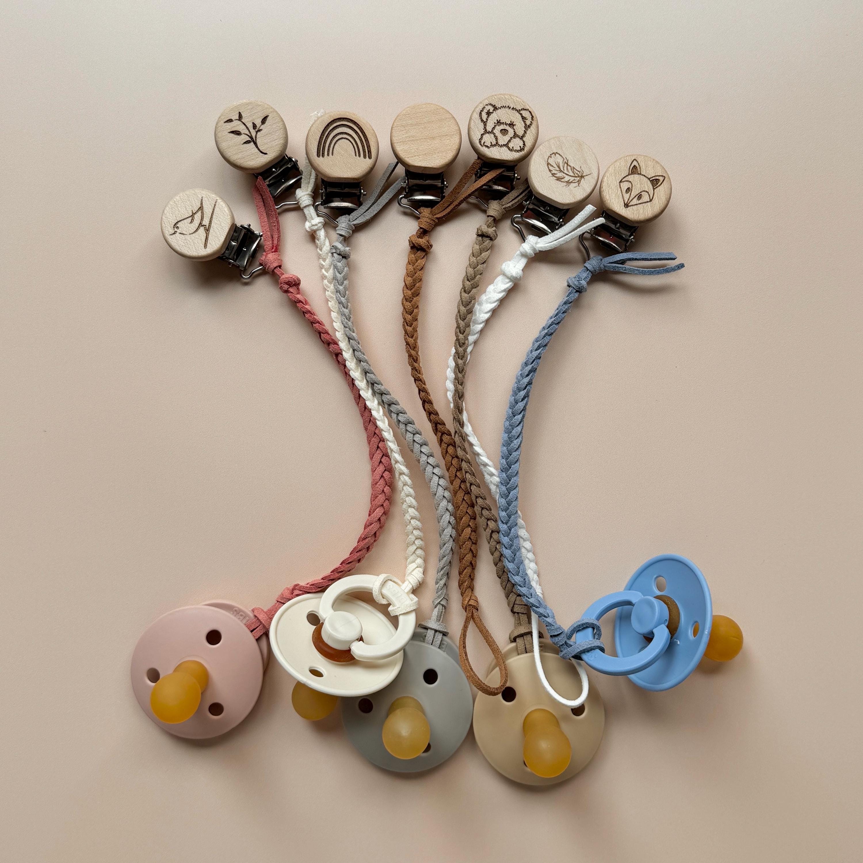 Faux Leather Dummy Clip - Pink, Grey, Blue, black Dummy Chain - Pacifier Chain - Silicone Bibs - BIBS - baby gift - baby shower - baby