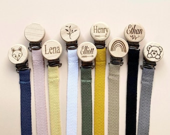 Cotton Dummy Clip, Petite Strap - Pink, Grey, Blue Dummy Clip - Baby Dummy Chain - personalised baby gift - BIBS - Dummy Chain - Pacifier