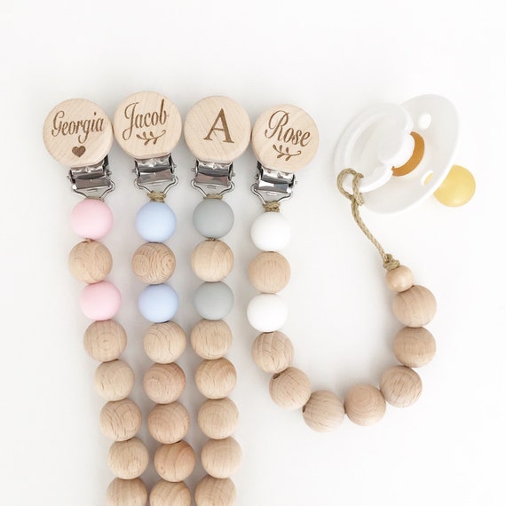 Chunky personalized Dummy Clip Beaded Dummy Chain Safe Etsy