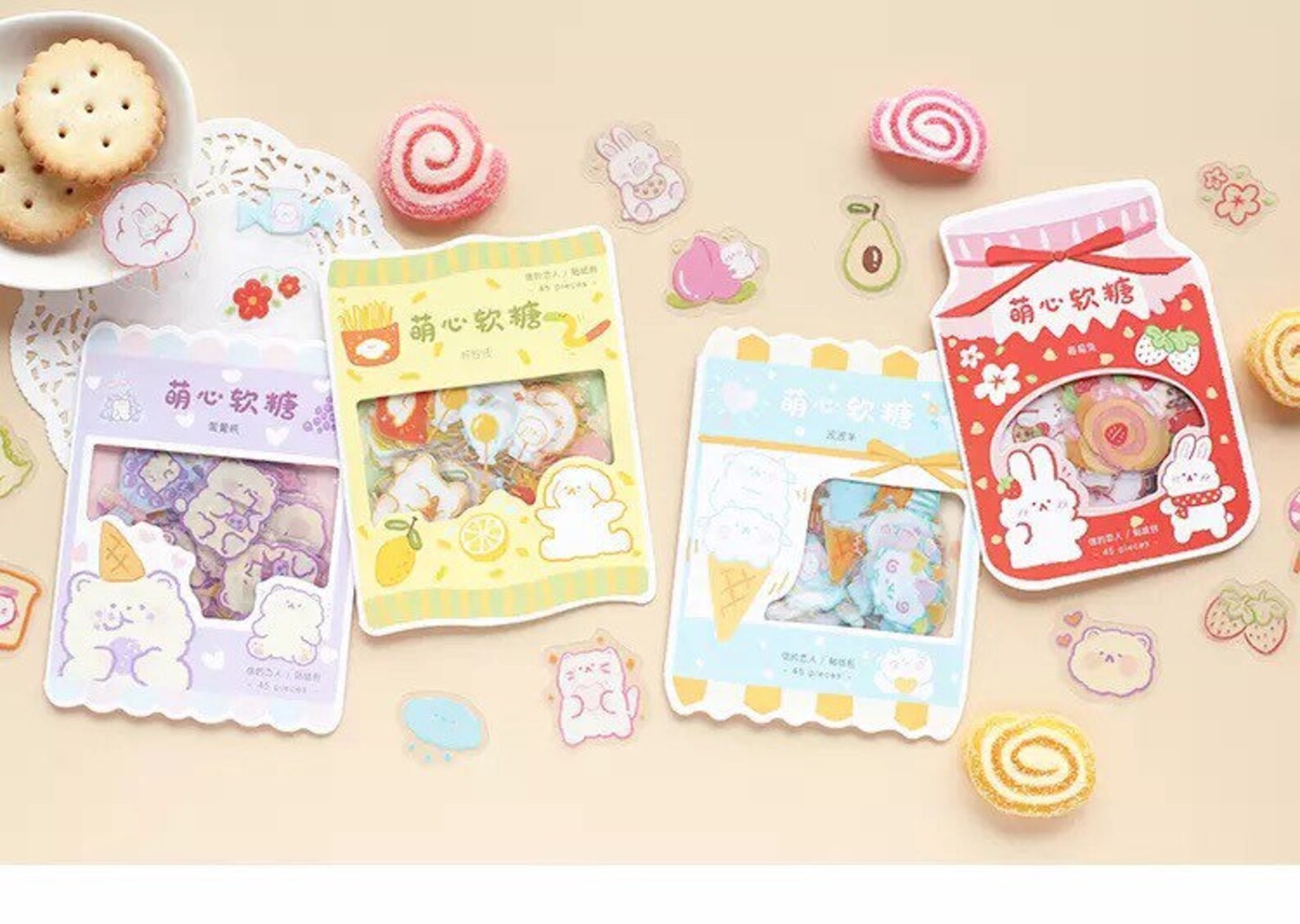 Kawaii Fruit Animals Stickers Packet Sticker Flakes Diary Etsy