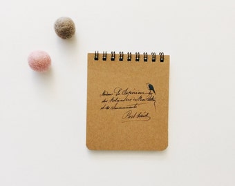 Script Print Blue Bird Mini Spiral Notebook