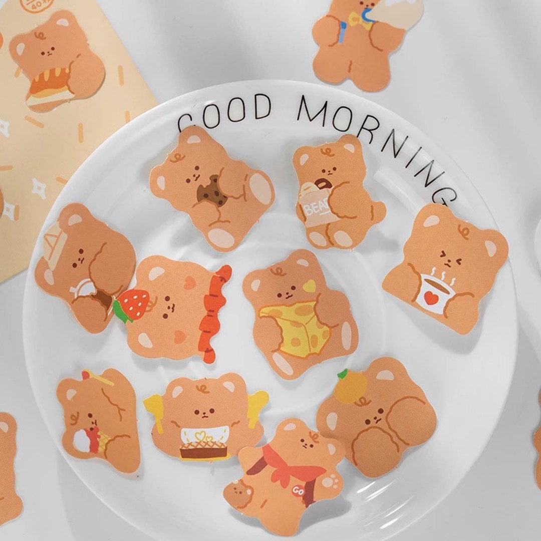 Cute Kawaii Fuzzy Bear Die Cut Stickers
