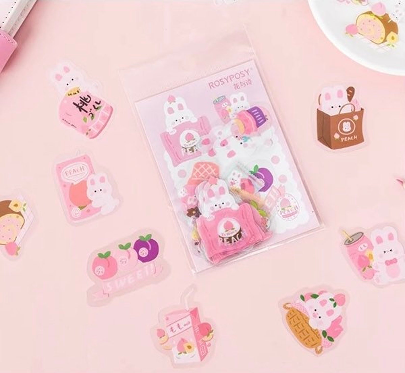Kawaii Bunny and Bear Stickers Packet Sticker Flakes Diary | Etsy