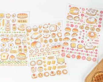 Kawaii Bread Animal Diary Scrapbook Sticker  Sheet, Notebook Deco, Planner Sticker, Bullet Journal
