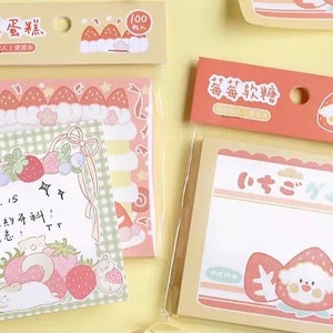 Kawaii Milk Strawberry Cute Memo Pad, Cute Paper, Kawaii Stationery ...