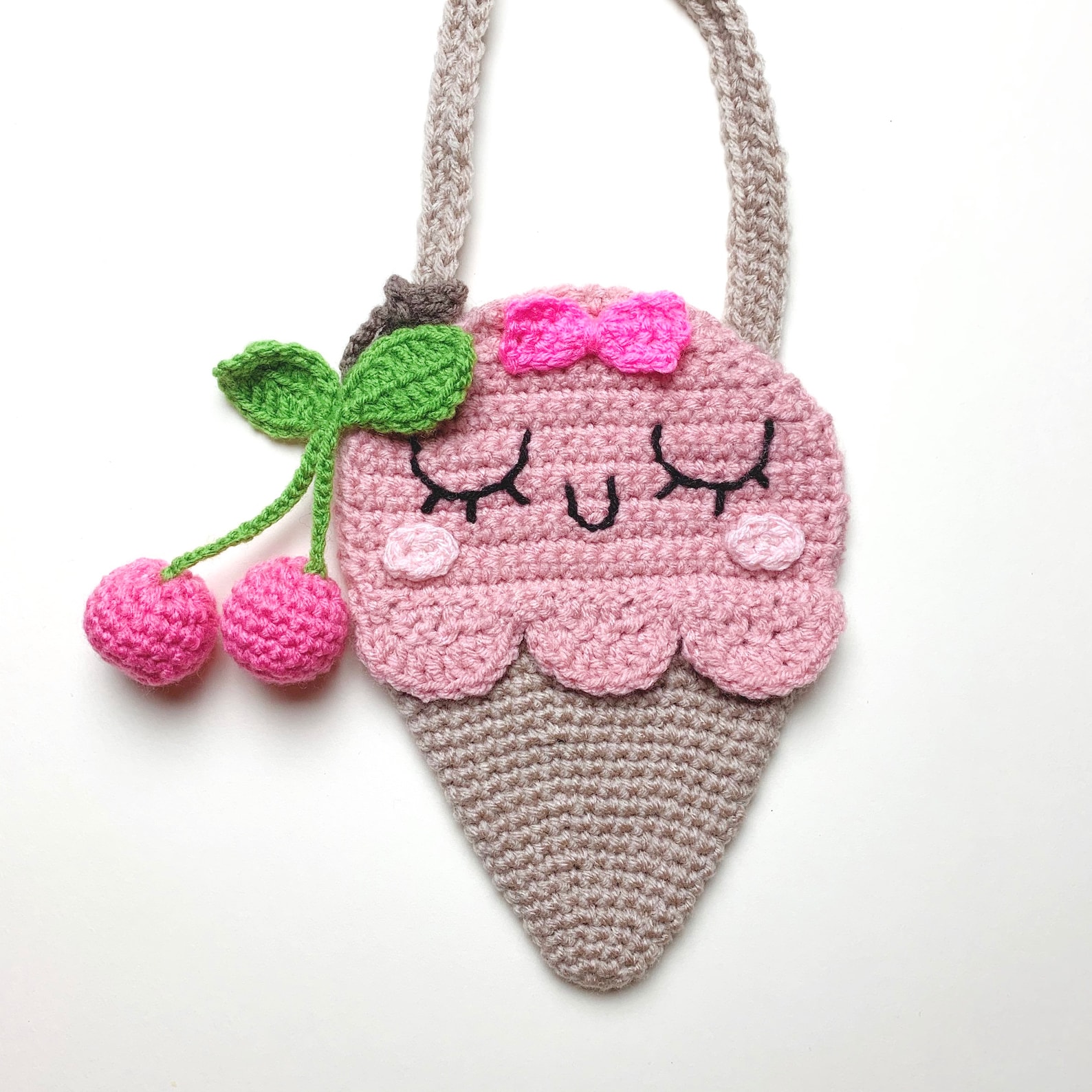 cherry crochet bag