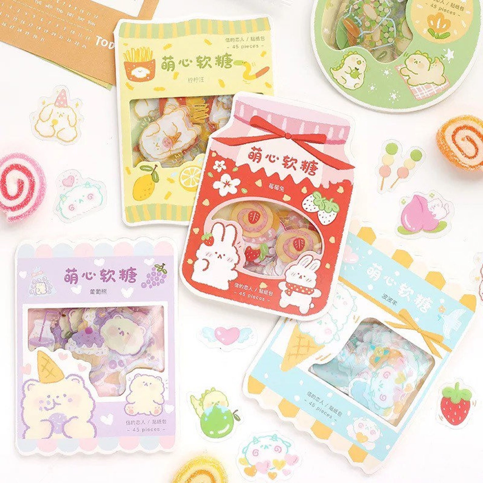 Kawaii Fruit Animals Stickers Packet Sticker Flakes Diary Etsy