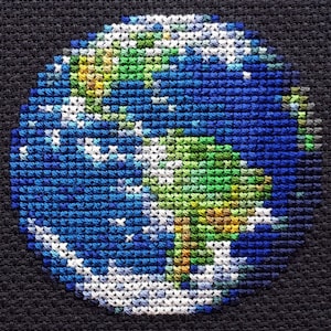 Earth Planet Cross Stitch Pattern PDF Instant Download image 1
