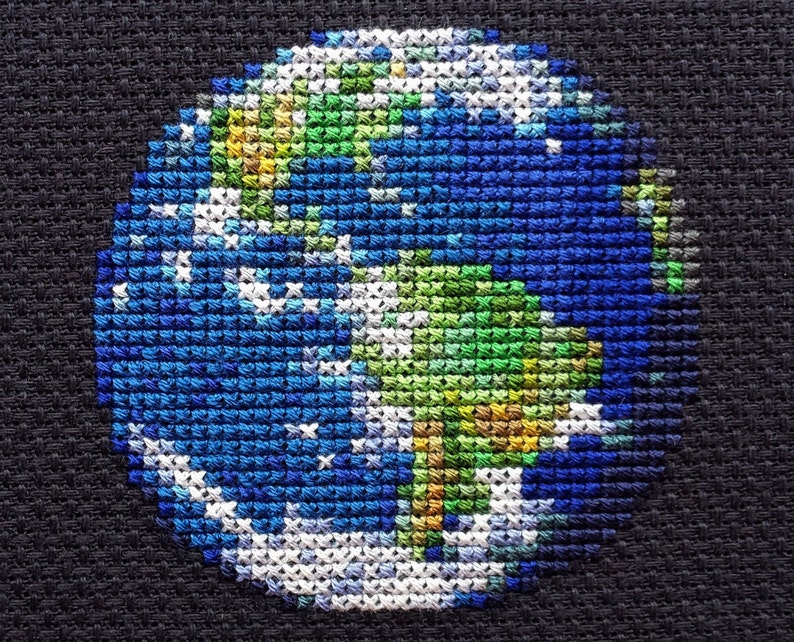 Earth Planet Cross Stitch Pattern PDF Instant Download image 1