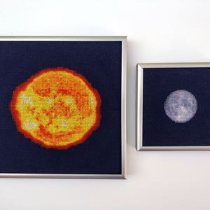 Sonne und Mond Kreuzstichmuster - 2er Set - PDF Sofort Download