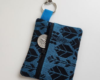 Mini Coin Purse, Keychain Coin Pouch, Tiny Wallet, Baie Slings Equinox Nightfall, Blue Wallet, Recycled Wallet