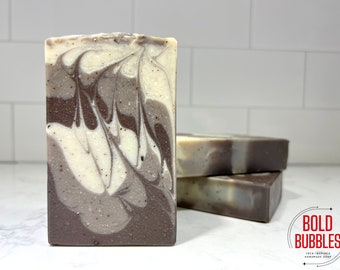 Star Trek Voyager and Prodigy-inspired "Janeway's Coffee Nebula" espresso scented soap w/ exfoliating grounds