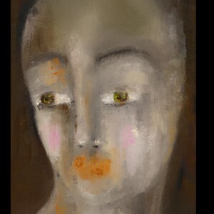 Shameless Abstract Portrait Print – Expressive Female Face, Earth Tone Giclée (11x14)
