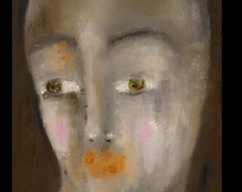 Shameless Abstract Portrait Print – Expressive Female Face, Earth Tone Giclée (11x14)
