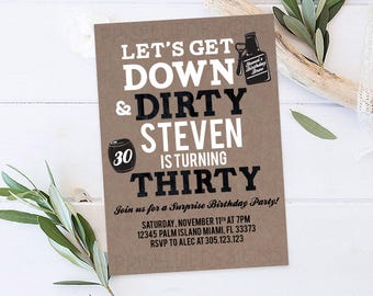 Dirty Thirty Birthday Invitation, 30th Birthday Invitation, Men's Surprise Dirty Thirty Birthday Party, Beer Birthday Invitation Printable