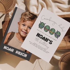 Turtles Birthday Invitation, Boy 5th Birthday Invite Editable, Cowabunga Dude Birthday Invite, Any Age Boy Birthday Invite Modern [JNN]