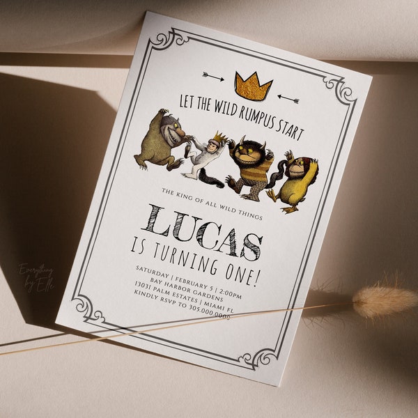 Where The Wild Things Are Birthday Invitation Editable, Where The Wild Things Are Printable Invite, Where The Wild Things Are Party Supplies