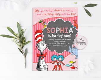 Items similar to Dr. Seuss First Birthday Party Invitation on Etsy