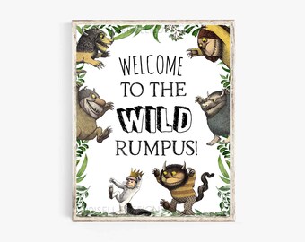 Where the Wild Things Are Printable Sign Instant Download, Where the Wild Things Are Birthday Invitation Printable Party Sign Party Supplies