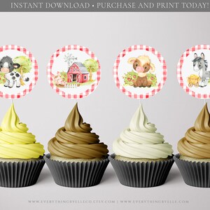 Farm Printable Cupcake Toppers Farm Animals Birthday Dessert - Etsy