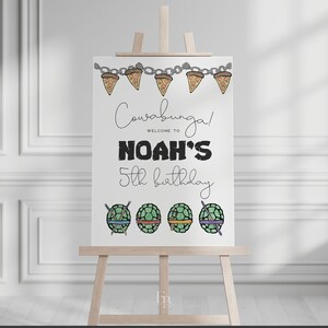 Turtles Birthday Welcome Sign Editable, Boy Turtle Themed Birthday Printable Sign, Cowabunga Dude Birthday, Any Age Party Instant [JNN]