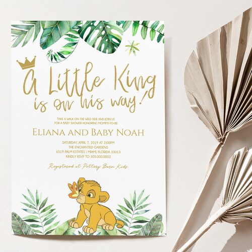 Lion King Baby Shower Invitation Template Lion King Digital Etsy