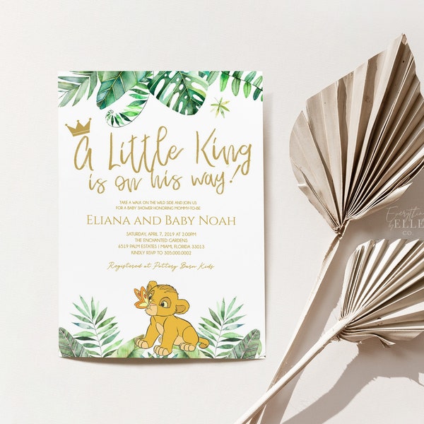 Simba Baby Shower Invitation Editable, Lion King Baby Shower Invite, Lion Cub Baby Shower Invitation Printable Instant Template [SOG]