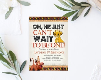 Simba Birthday Invitation, Lion King Birthday Invitation, Baby Simba First Birthday Invitation Printable, Lion Birthday Invitation