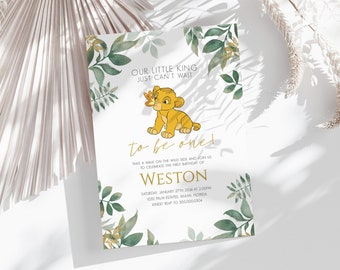 Simba Birthday Invitation, Lion King Birthday Invitation, Baby Simba First Birthday Invitation Printable, Lion King Birthday Invitation